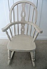 DELIGHTFUL  CHILD'S VINTAGE WINDSOR STYLE ROCKING CHAIR - PAINTED  - SHABBY CHIC
