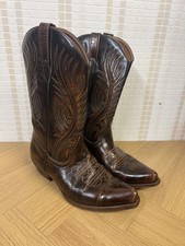Loblan Western Mountain Urban Cowboy Boots Leather Brown Cuban Heel UK 9 EU 43