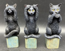 Set of 3 Cats Cat Halloween Resin Statues See Hear Speak No Evil by Nemesis Now
