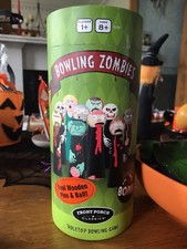 BOWLING ZOMBIES!!! Tabletop Wooden Skittles Game Family Halloween Fun Tenpin