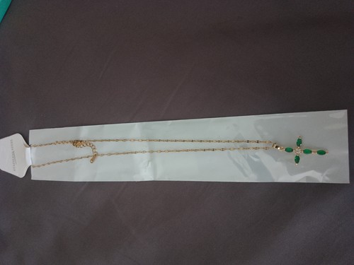 Gold necklace with marquise - gold,