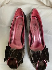 STUNNING VINTAGE POSTE MISTRESS VELVET BOW PEEP TOE SHOES SIZE 6/39