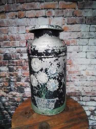 Vintage painted milk churn - painted,