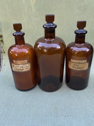 Group antique brown glass - 3,