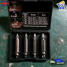 4 PCS Screw Extractor Drill Bits SPEED OUT Tool Set Broken Damaged Bolt Remover