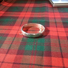 Fully Hallmarked Sterling Silver Bangle. 7cm Wide 19gms. 1970