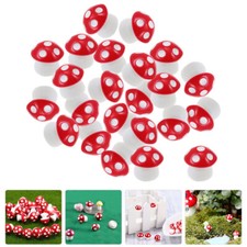 40pcs Wooden Mushroom Outdoor Small Decor Ornaments Bonsai Flowerpot Decor