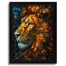 Stain Glass Lion Print Animal