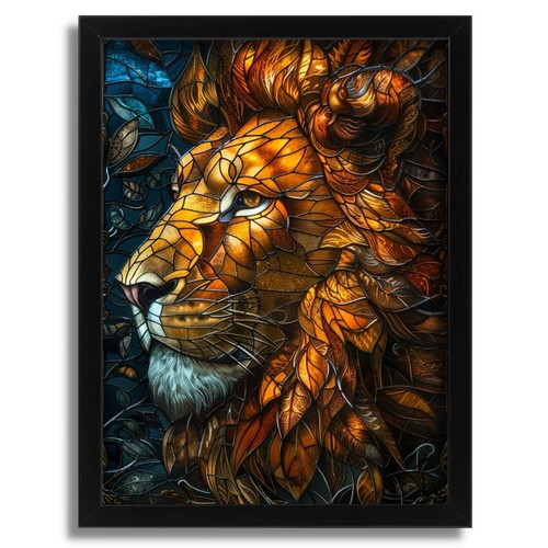 Stain glass lion - lion, animal