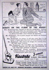 Vintage VACTRIC 3-Brush Electric Floor Polisher Advert #2 : Small 1949 Print AD