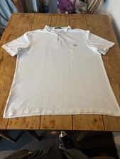 Mens White Fred Perry Polo Shirt Size XXL