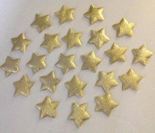 60 ! GOLD Star Fabric Motifs Slightly Padded 22mm x 25mm