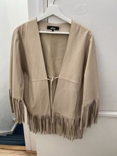 Zara Women's Ivory Real Leather Jacket M