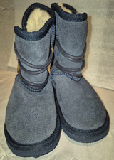 Ukala EMU Navy Blue Flat Faux Suede Sherpa Lined Ankle Boots Toddler Sz 7/8