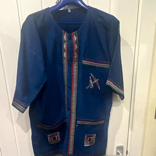 Men blue cotton - blue, kaftan