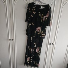 Vintage Cattiva 100% Silk Floral Tiered Dress Size 12