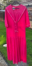 Vintage Original 1980's Laura Ashley Sailor Dress in Cerise Pink UK12