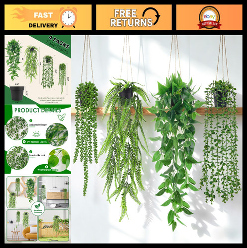 4pcs lush fake hanging - lush, plants