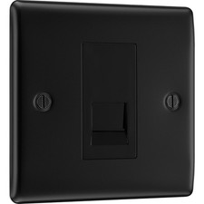 BG Electrical Single Master Phone Socket Matt Black Slimline Wall Outlet NFB