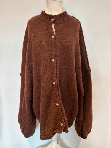 Brown chunky knit cardigan - knit,