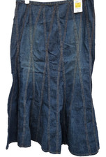 M&S Denim Skirt UK 16 Indigo Paneled Long 33in Length BNWT Vintage Flare