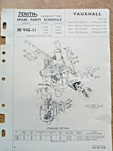 Zenith carburettor vauxhall - zenith,