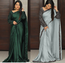 1 minute saree made blouse indian designer ready to wear satin readymade sari