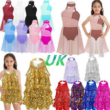 UK Girl's Sequins Leotard Dress Jazz Ballet Modern Dance Performance Costume