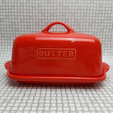 Large Red Stoneware Butter