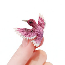 Flying Pink Bird Brooch Pin