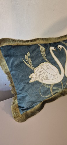 Luxury teal velvet swan - teal,
