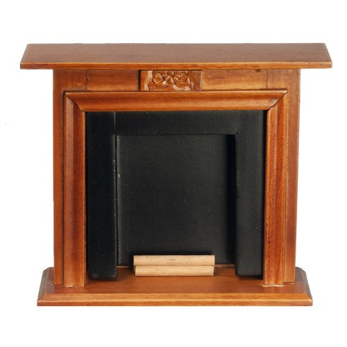Dolls house fireplace walnut - house,