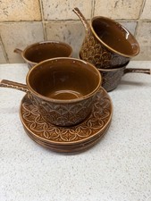 4 x Handled Bowls / Saucers