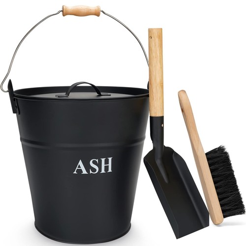 Metal ash bucket with lid - metal,