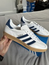 UK 10 Gazelle Indoor Adidas Mens White Blue New