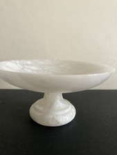Vintage Alabaster Volterra Marble Stone Pedestal Bowl Compote Italy 