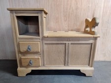 Antique Telephone table bench seat  oak antique carved Lion wood hall 