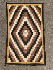 Mid 20th c Antique Navajo Native American Wool Rug Carpet 123x74 cm