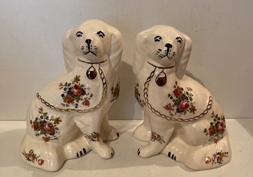 Ceramic pair mantle dogs - ceramic,