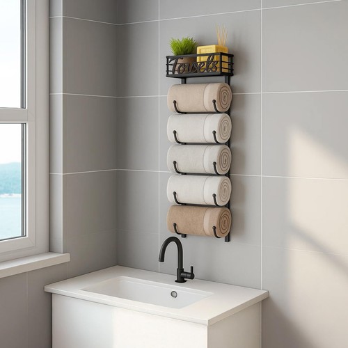 Wall mounted towel storage