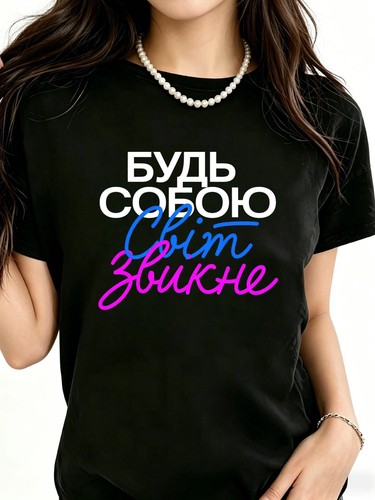 Ladys black short sleeved - short, t