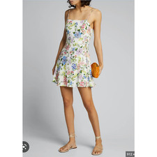 Alice & Olivia Trixie Mini Dress Ivory Gardenia Floral Sleeveless Sz 12