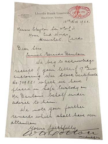 1922 handwritten letter - 1922-,