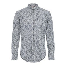 Mens Merc London Long Sleeve Paisley Shirt Patcham - Navy Blue
