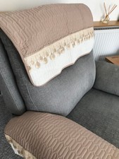 Chair Back Arm Cover X 1 Antimacassar QUILTED Sofa Armchair 90 x 70 cm BEIGE