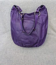 Large purple genuine leather crossbody or shoulder hobo bag. 40x34x14cm.