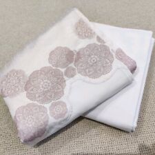 DUNHELM Double Duvet Cover 200cmX196cm Faux Silk Pink Border / White Polycotton 