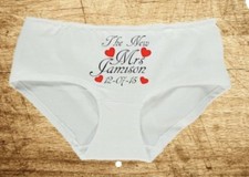 PERSONALISED Wedding Knickers Bride Bridesmaid Favours Date Heart Gift