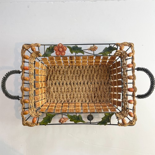 Vintage wicker ceramic floral - vintage,