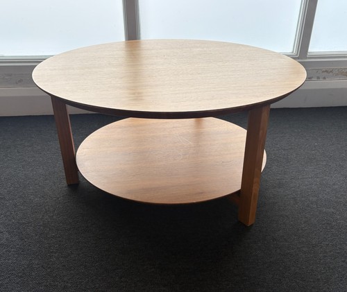 Round wooden coffee table with - table,